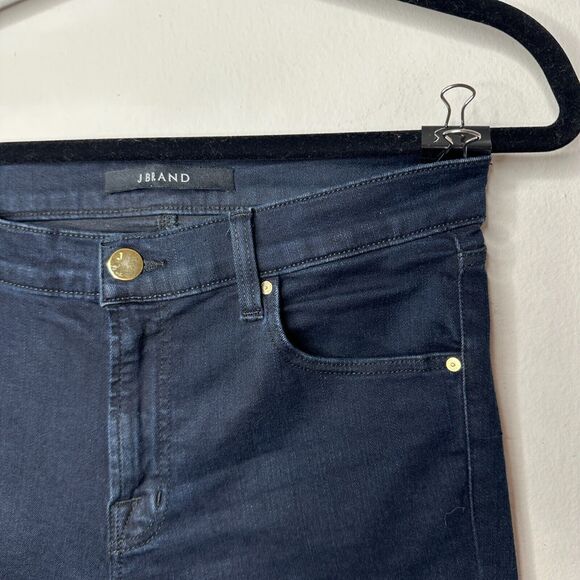 J Brand Crop Raw Hem Mid Rise Super Skinny Dark Blue Mercy Distressed Jeans 27 - Picture 4 of 14